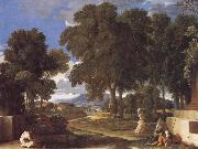 Nicolas Poussin Landscape with a Man Washing His Feet at a Fountain china oil painting reproduction